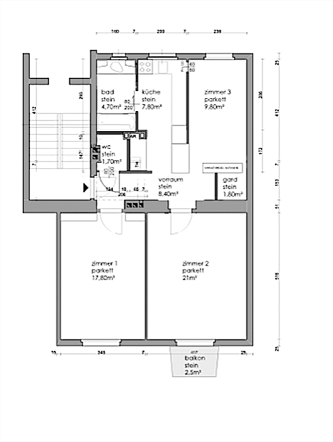 z Grundriss-Skizze - 1130 Wien/Althietzing: Schöne Wohnung mit Balkon - beste Hietzinger Lage - ruhig und hell - Blick ins Grüne